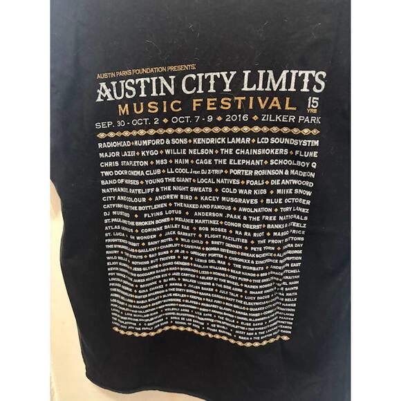Austin City Limits Tee T-Shirt Wolf Graphic 2016 with Line Up on Back Mens Small - Picture 6 of 7